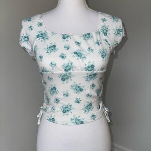 Limited Too Girls 7/8 Floral‎ Ruched Side Top Y2K Fits XXS/XS Juniors